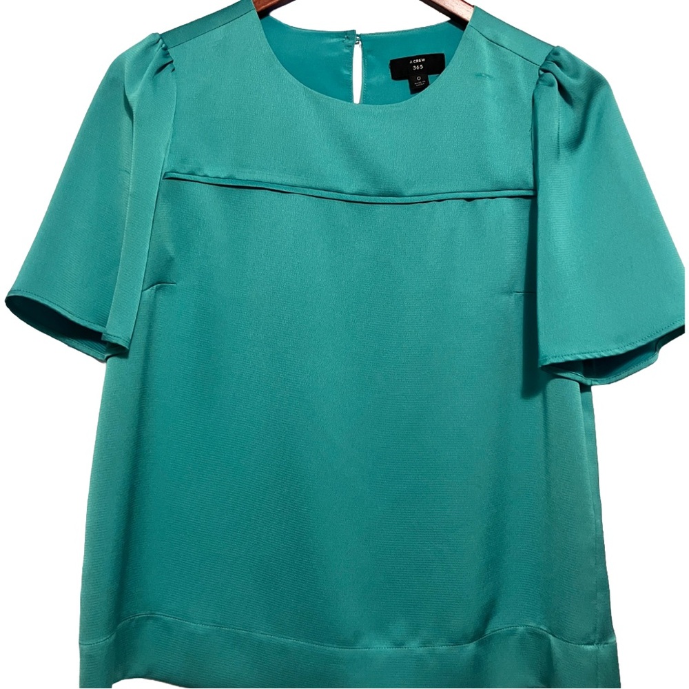 J Crew 365 Teal Women's Hammered Satin Top Size 0